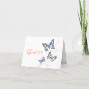 Carte De Remerciements Trois papillons dessinent des coraux mariages
