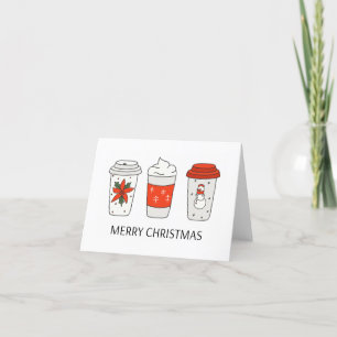Carte De Remerciements Trois Tasses De Café En Papier De Noël, Manches, C