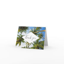 Tropcal Palm Tree Florida Beach Wedding Thank You