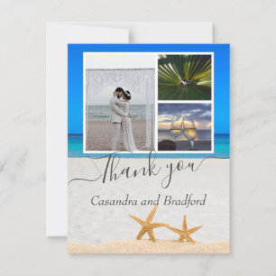 Carte De Remerciements Tropical Beach Starfish en Mariage de sable