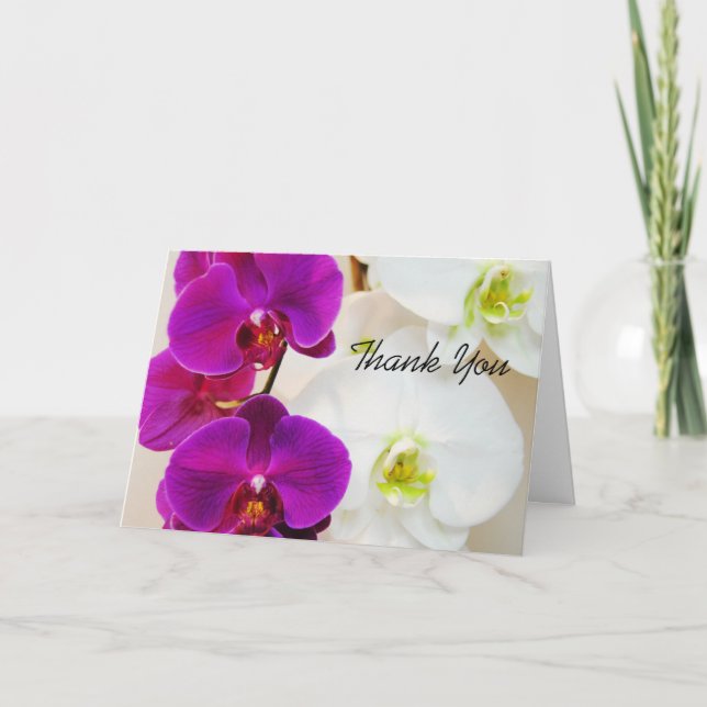 Carte de remerciements tropical d'orchidée pourpre (Devant)