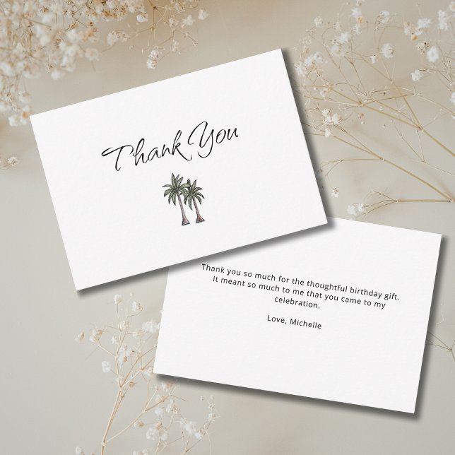 Carte De Remerciements Tropical Elegant Palm Trees Birthday Gift (Créateur téléchargé)