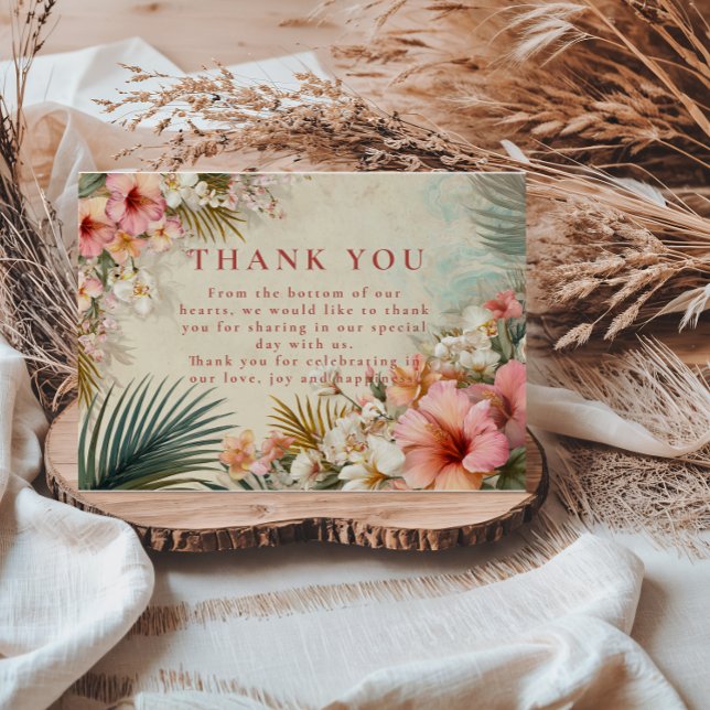 Carte De Remerciements Tropical Floral Destination Wedding (Créateur téléchargé)