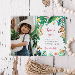 Carte De Remerciements Tropical Floral Jungle Animaux Anniversaire de enf