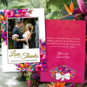 Carte De Remerciements Tropical Garden Love & Thanks Mariage Photo & Note