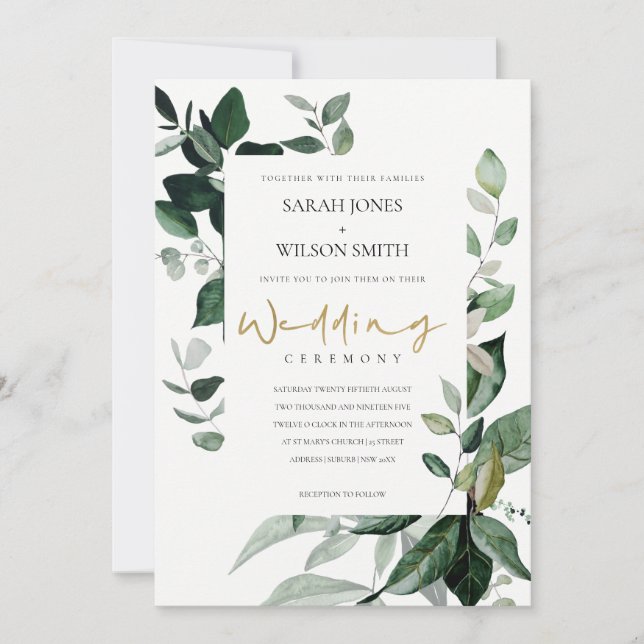 Carte De Remerciements Tropical Green Leafy Capsule Fauna Mariage Inviter (Devant)