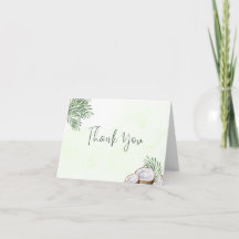 Tropical Palm Leaf & Coconut Thank You Card