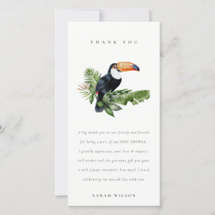Carte De Remerciements Tropical Rainforest Toucan Foliage Baby shower