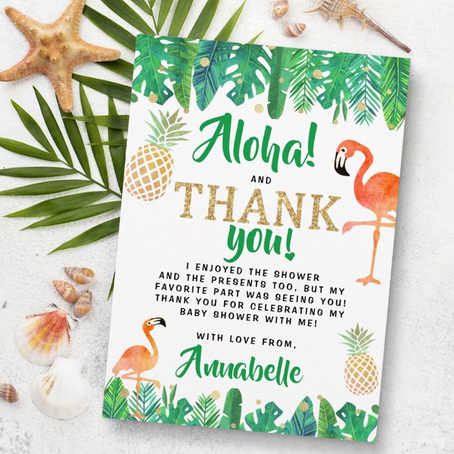Carte De Remerciements Tropical Summer Beach Luau Boys Baby shower (Créateur téléchargé)