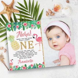 Carte De Remerciements Tropical Summer Beach Luau Girl Photo 1er Annivers