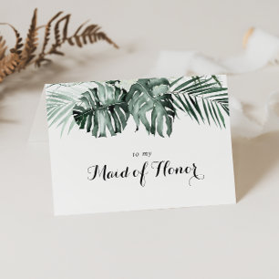Carte De Remerciements Tropical Verdure Fleurs Blanches de Mariage