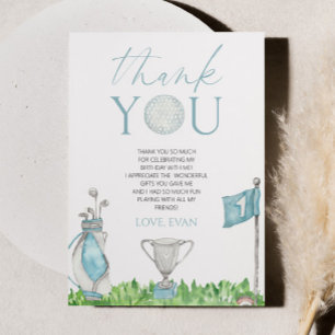 Carte De Remerciements Trou en un bleu Golf 1ère fête d'anniversaire