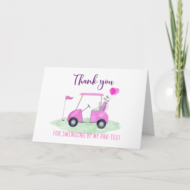 Carte De Remerciements Trou en un rose Golf premier anniversaire (Devant)