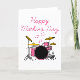 Carte De Remerciements Trousse de tambour Fête des mères Drummer Musicien
