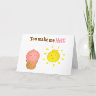 Carte De Remerciements Tu me fais fondre, crème glacée et soleil, amour h