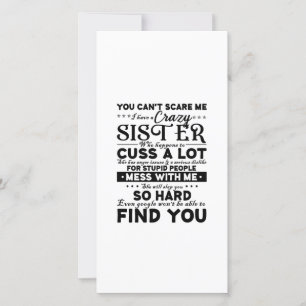Carte De Remerciements Tu Ne Peux Pas Me Faire Peur D'Avoir Une Soeur Fou