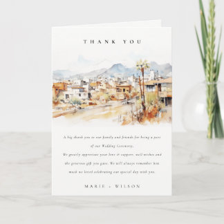 Carte De Remerciements Tucson, Arizona Watercolor Landscape Wedding