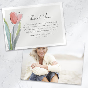 Carte De Remerciements Tulip Flower Photo Sympathy Funérailles