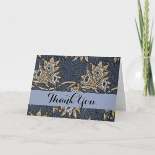 Carte De Remerciements Tulipe Saules Motif Bleu Floral de William Morris