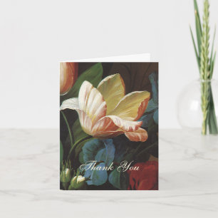 Carte De Remerciements Tulipes de jardin vintage, fleurs victoriennes Mer