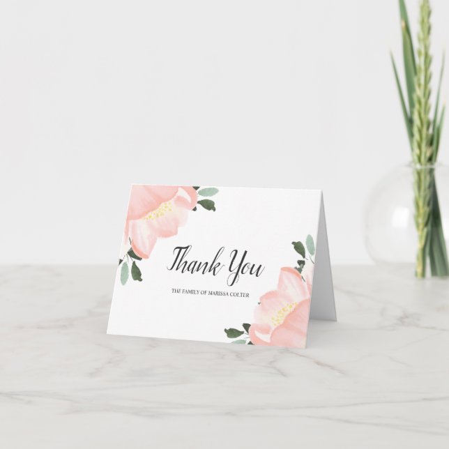 Carte De Remerciements Tulipes Élégantes Floral Blush Rose Sympathie (Devant)