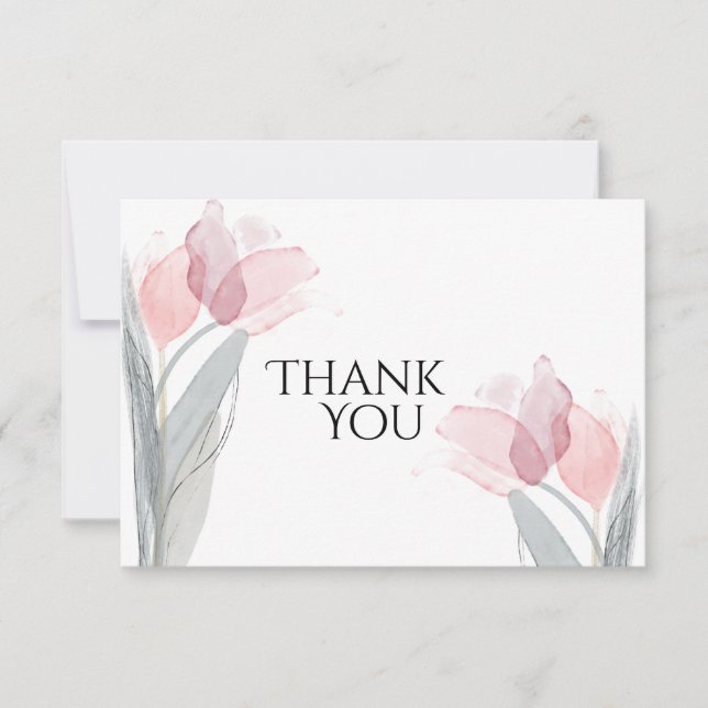 Carte De Remerciements Tulipes roses d'aquarelle moderne (Devant)