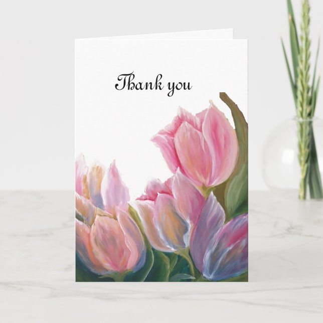 CARTE DE REMERCIEMENTS TULIPS DANS UN JARDIN (Devant)