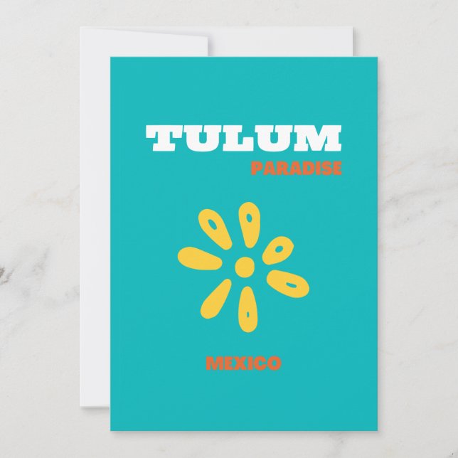 Carte De Remerciements Tulum, Mexique, Art Voyage, Turquoise (Devant)