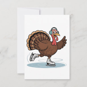 Carte De Remerciements Turquie Patinage sur glace Thanksgiving Gobbler