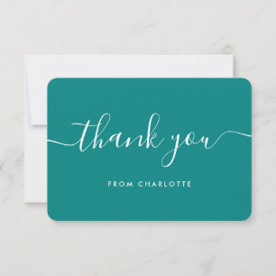 Carte De Remerciements Turquoise Élégant minimaliste Mariage nuptiale ann