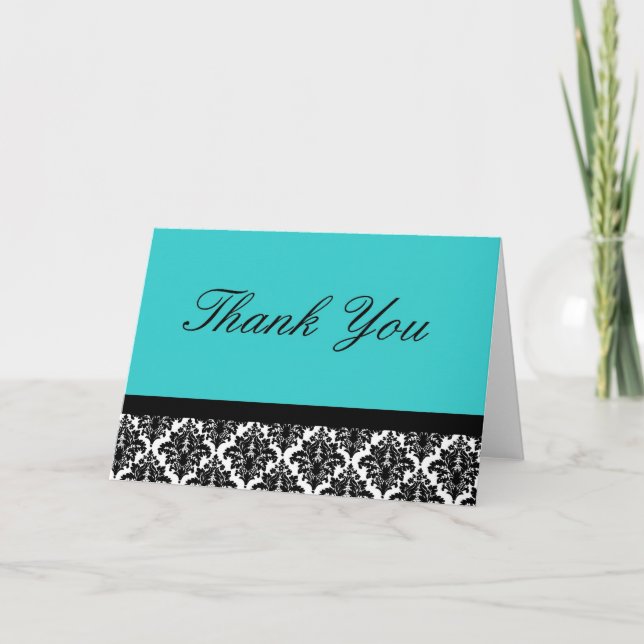 Carte de remerciements turquoise et noir de (Devant)