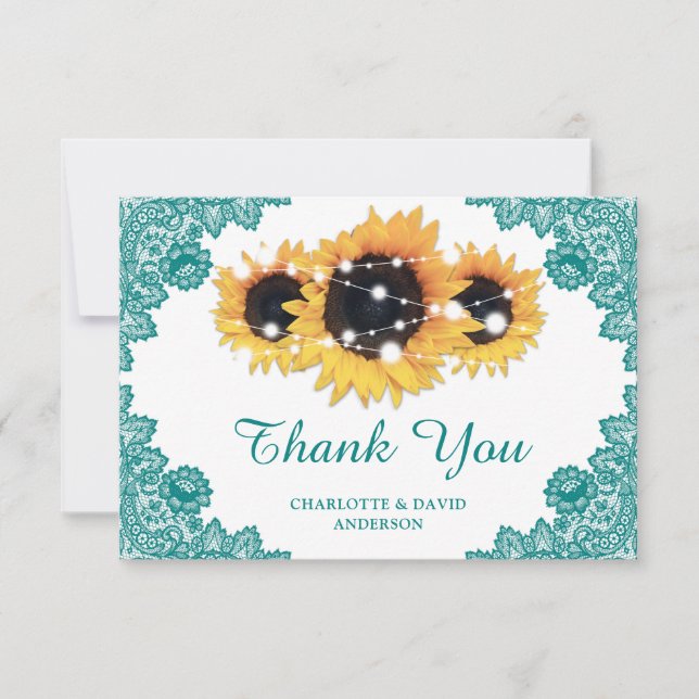 Carte de remerciements turquoise Mariage de tourne (Devant)