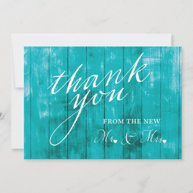 Carte de remerciements Turquoise rustique (Devant)