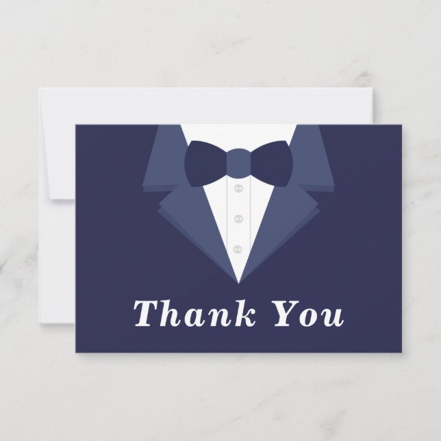Carte de remerciements Tuxedo, Cravate de la Marin (Devant)