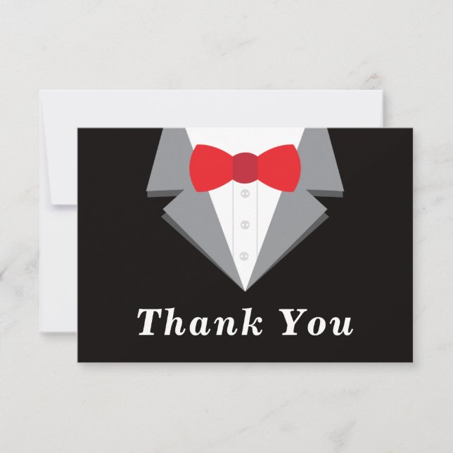 Carte de remerciements Tuxedo, Cravate noire (Devant)