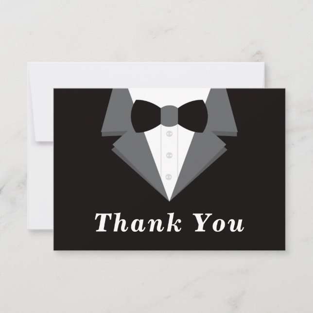 Carte de remerciements Tuxedo, Cravate noire (Devant)