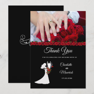 Carte De Remerciements Tuxedo Suit & Bride Mariage Silhouette