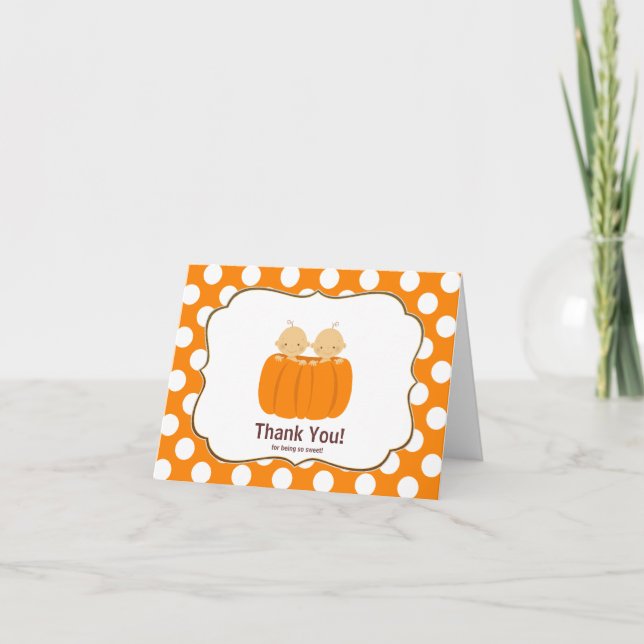 Carte De Remerciements Twin Boys Citrouille Thank You Note Card (Devant)