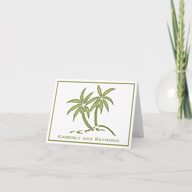 Carte De Remerciements Twin Green Tropical Palm Trees Personnalisé (Devant)