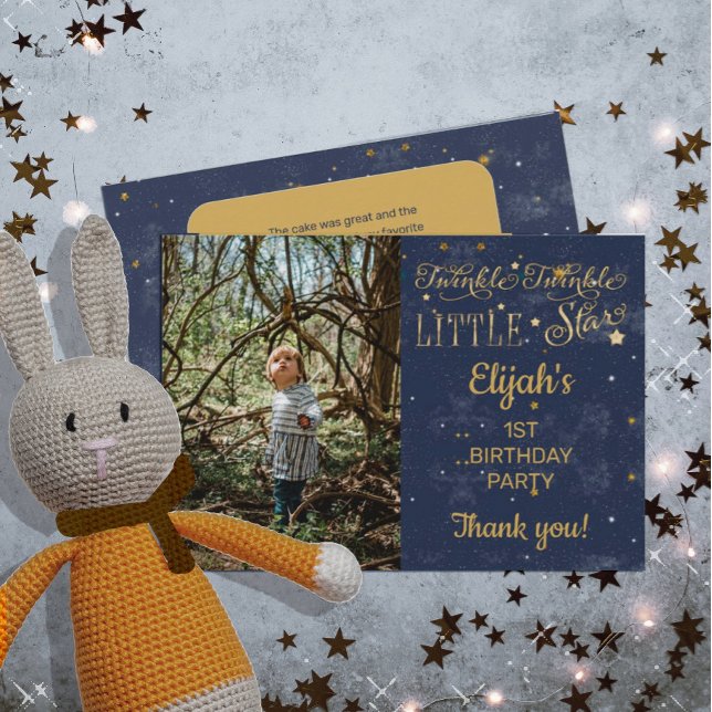 Carte De Remerciements Twinkle Twinkle Little Star Boy 1er anniversaire (Créateur téléchargé)