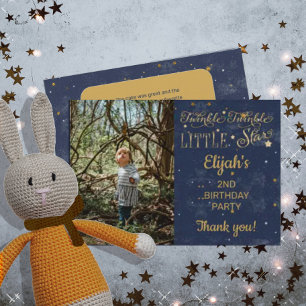Carte De Remerciements Twinkle Twinkle Little Star Boy 2e fête d'annivers