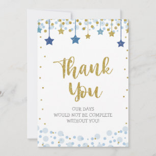 Carte De Remerciements Twinkle Twinkle Little Star Gold Blue Sparkle Baby