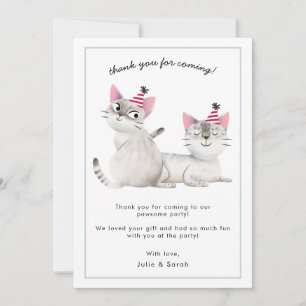 Carte De Remerciements Twins Anniversaire Fête Pawsome Cats