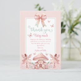 Carte De Remerciements Twins Fairy Girls Mushroom House Ribbon Anniversai