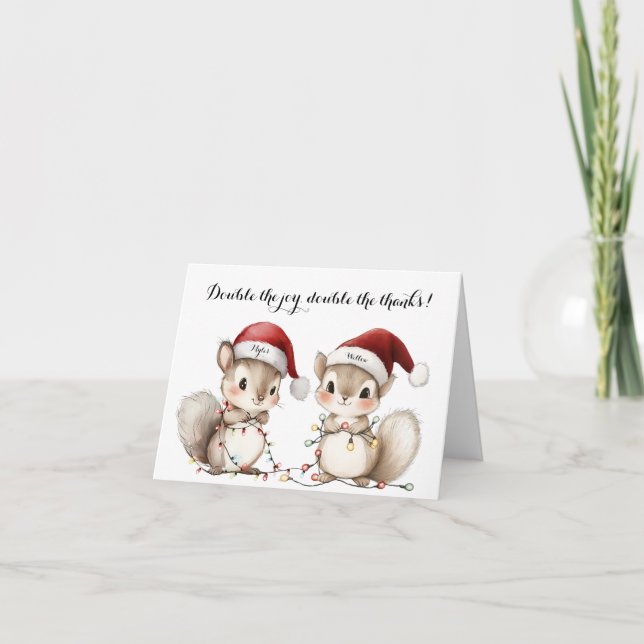 Carte De Remerciements Twins Holiday Lights Baby Shower Thank You Card (Devant)