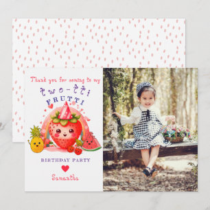 Carte De Remerciements TWOTTI Tutti Frutti Fruit d'été Fille 2e anniversa