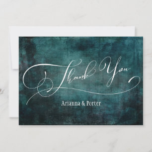 Carte De Remerciements Type Élégant moderne Gratté Turquoise Grunge Textu