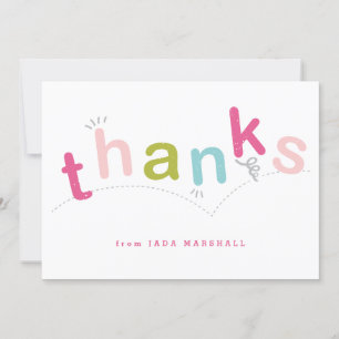 Carte De Remerciements Type Enfants Rose Coloré