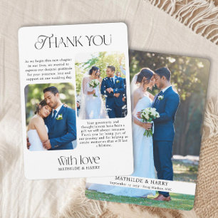 Carte De Remerciements Type nostalgique Coin arrondi 3 Mariage photo
