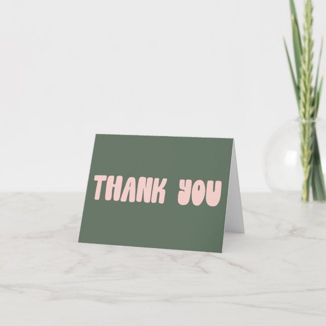 Carte De Remerciements Typographe rose et vert (Devant)